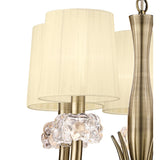 Loewe Antique Brass 5-Light Pendant with Cream Organza Shades