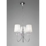 Loewe 3-Light Pendant with Polished Chrome and White Organza Shades