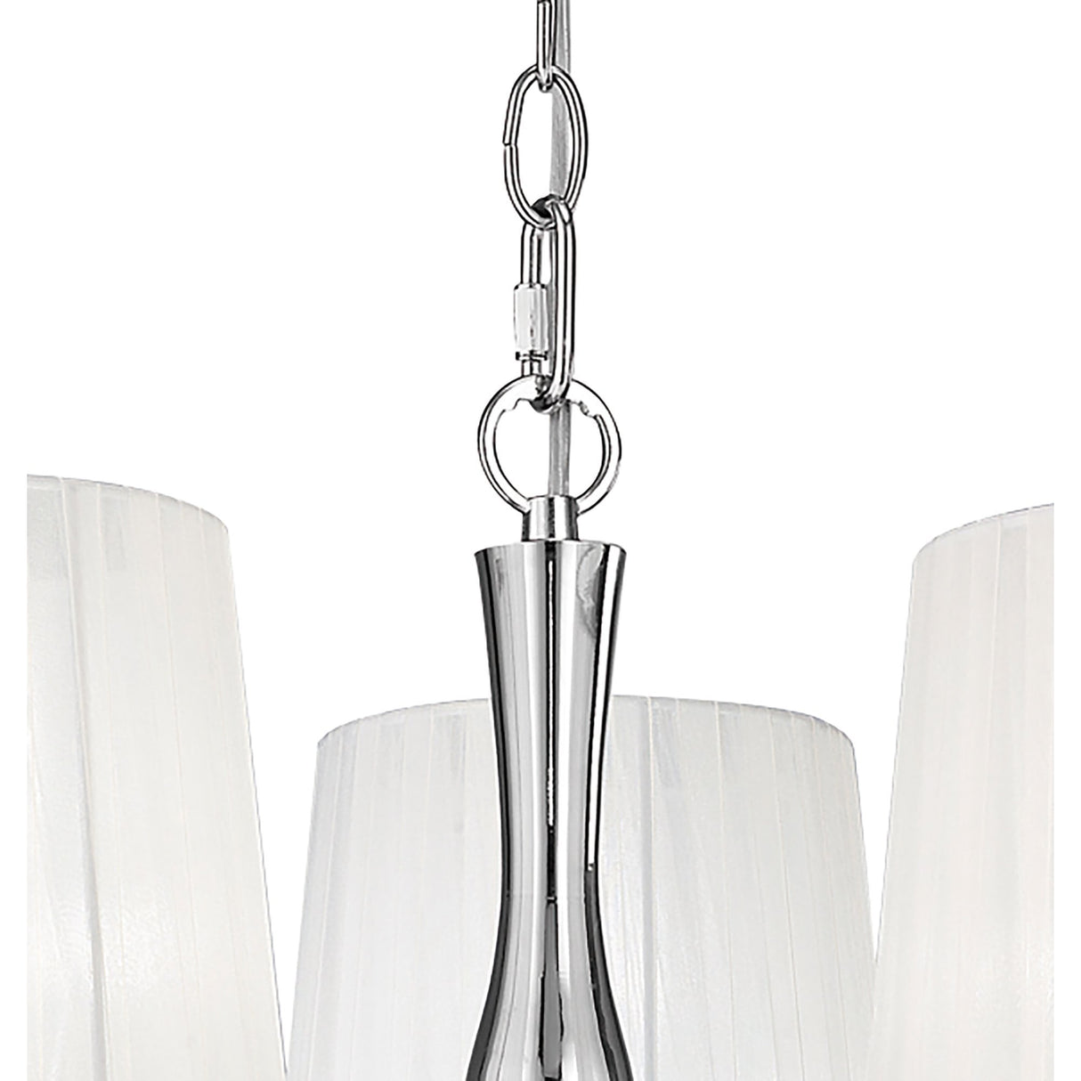 Loewe 3-Light Pendant with Polished Chrome and White Organza Shades