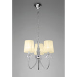 Loewe Polished Chrome 3-Light Pendant with Cream Shades