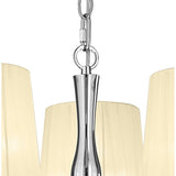 Loewe Polished Chrome 3-Light Pendant with Cream Shades