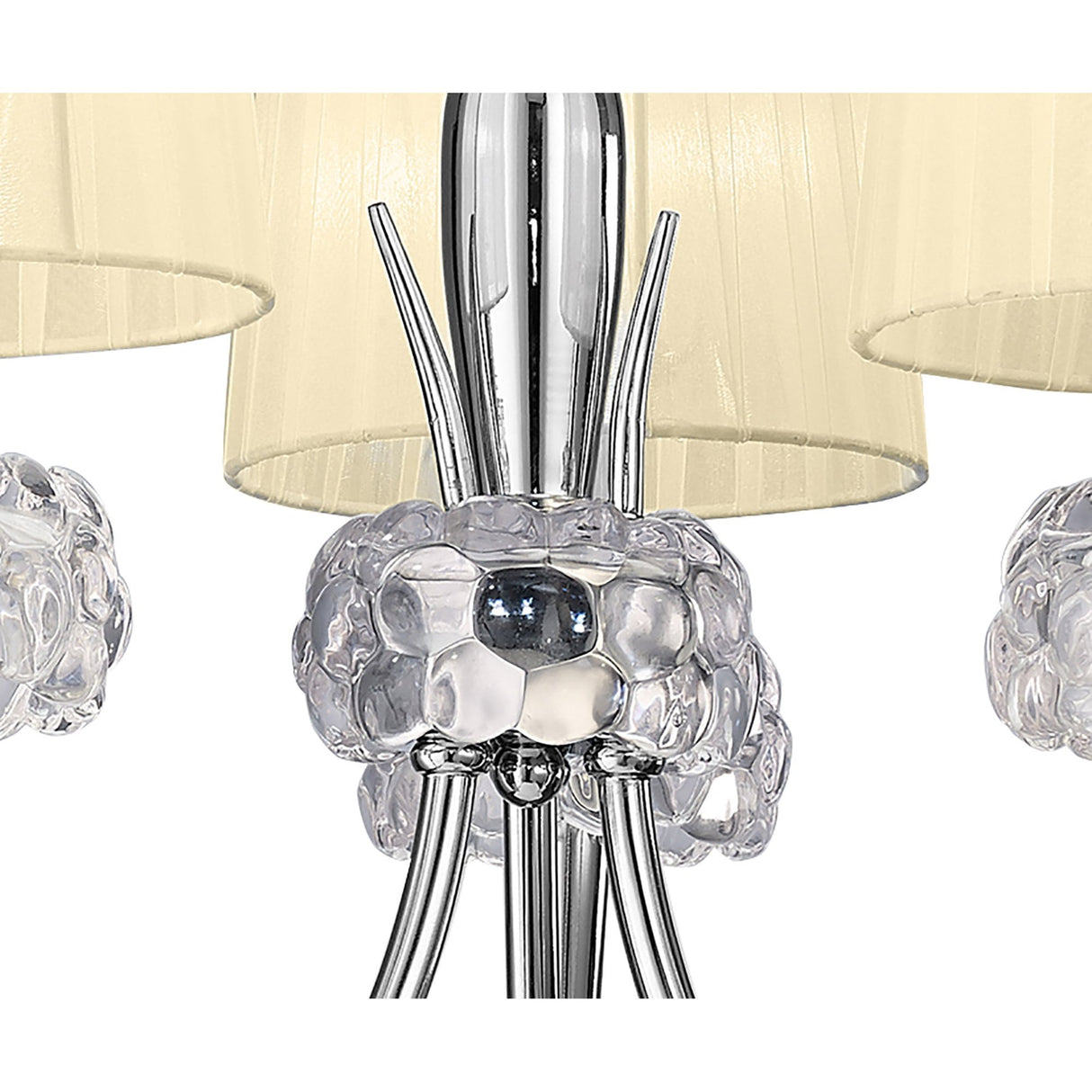 Loewe Polished Chrome 3-Light Pendant with Cream Shades