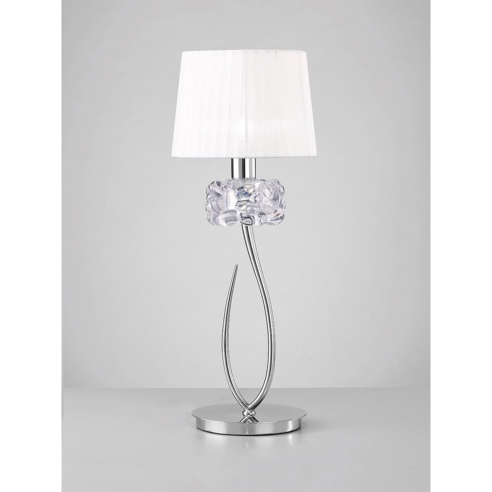 Loewe Polished Chrome Table Lamp with Elegant White Shade