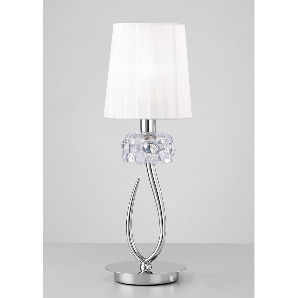 Loewe 1-Light Table Lamp, Polished Chrome Finish with White Organza Shade