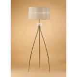 Loewe Antique Brass Floor Lamp with Soft Bronze Shade and Elegant Triple Arm Design