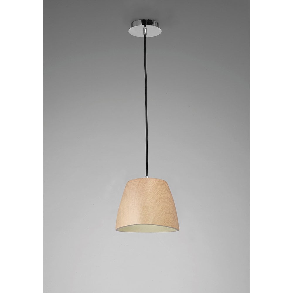 Triangular Beech Pendant Light with Polished Chrome Accent