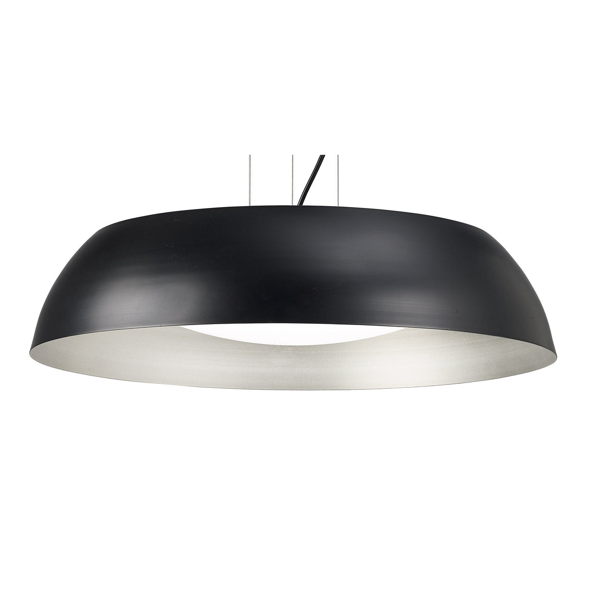 Argenta Large 30W LED Pendant in Matte Black with Silver and White Acrylic, Warm White Light, 3-Year Warranty
