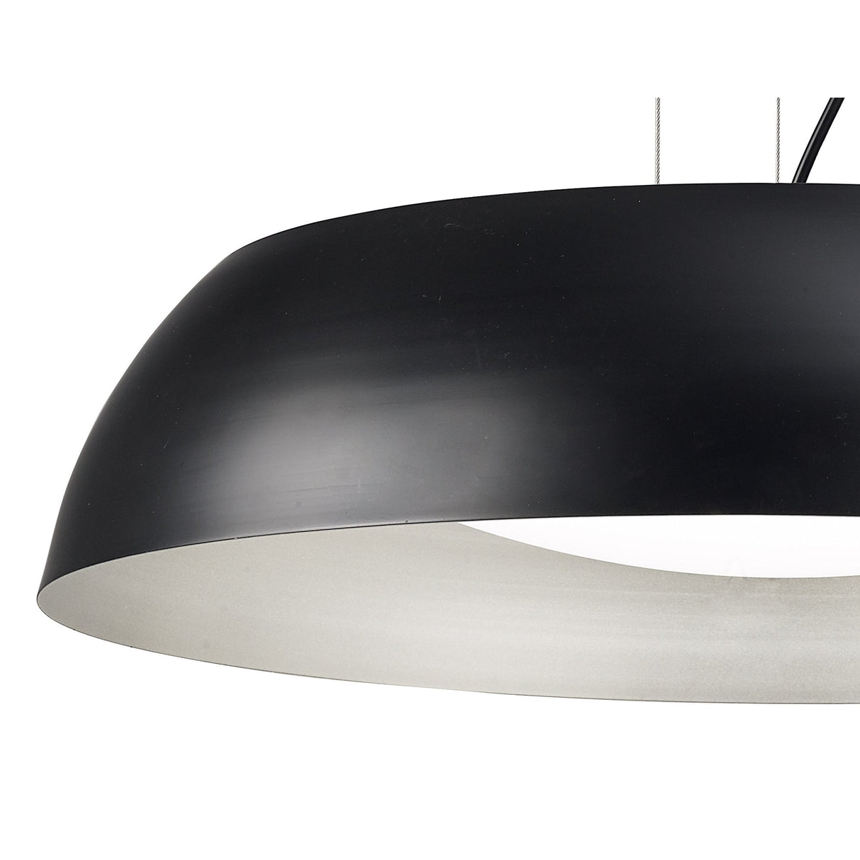 Argenta Large 30W LED Pendant in Matte Black with Silver and White Acrylic, Warm White Light, 3-Year Warranty
