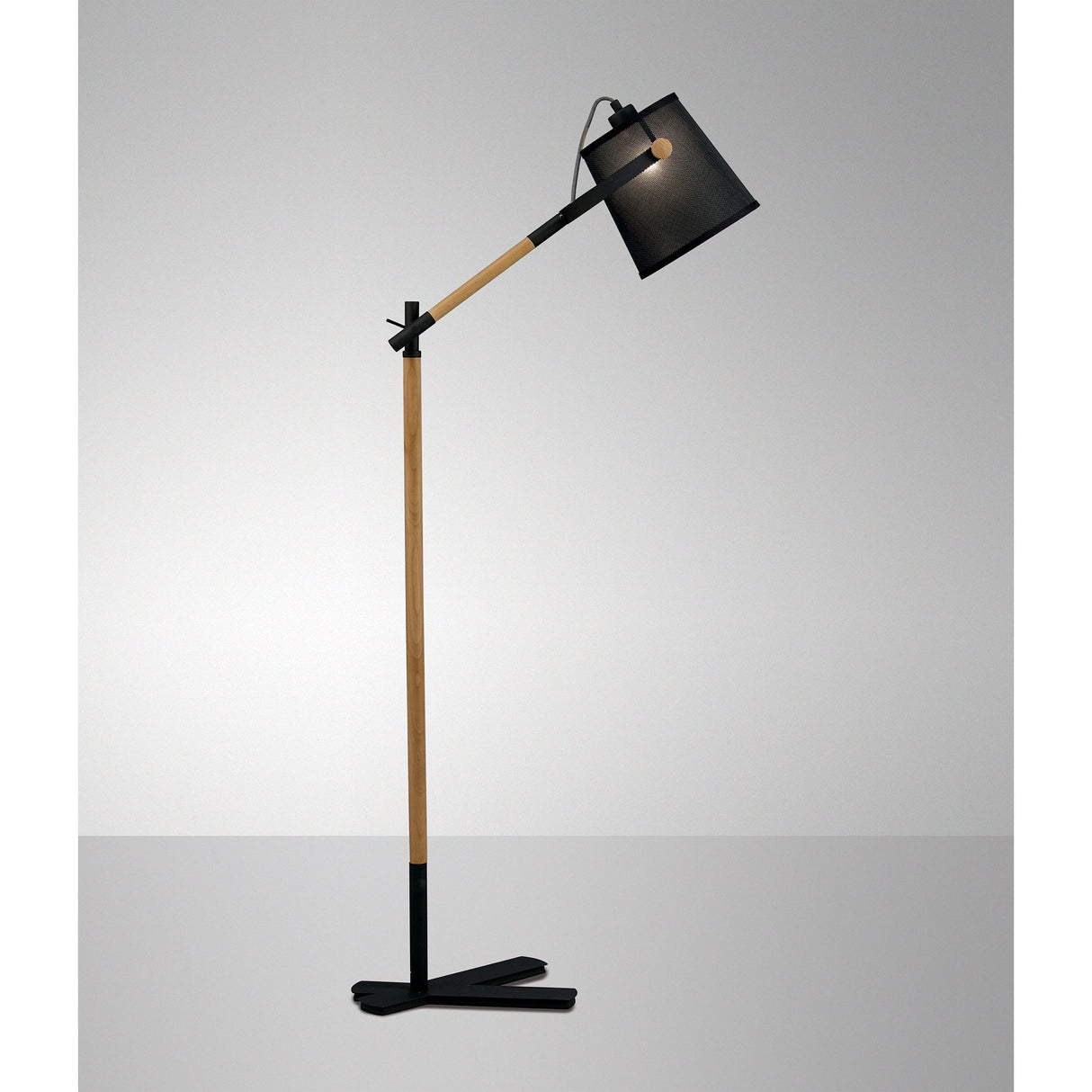 Nordica Adjustable Floor Lamp with Black Shade and Matt Black Finish