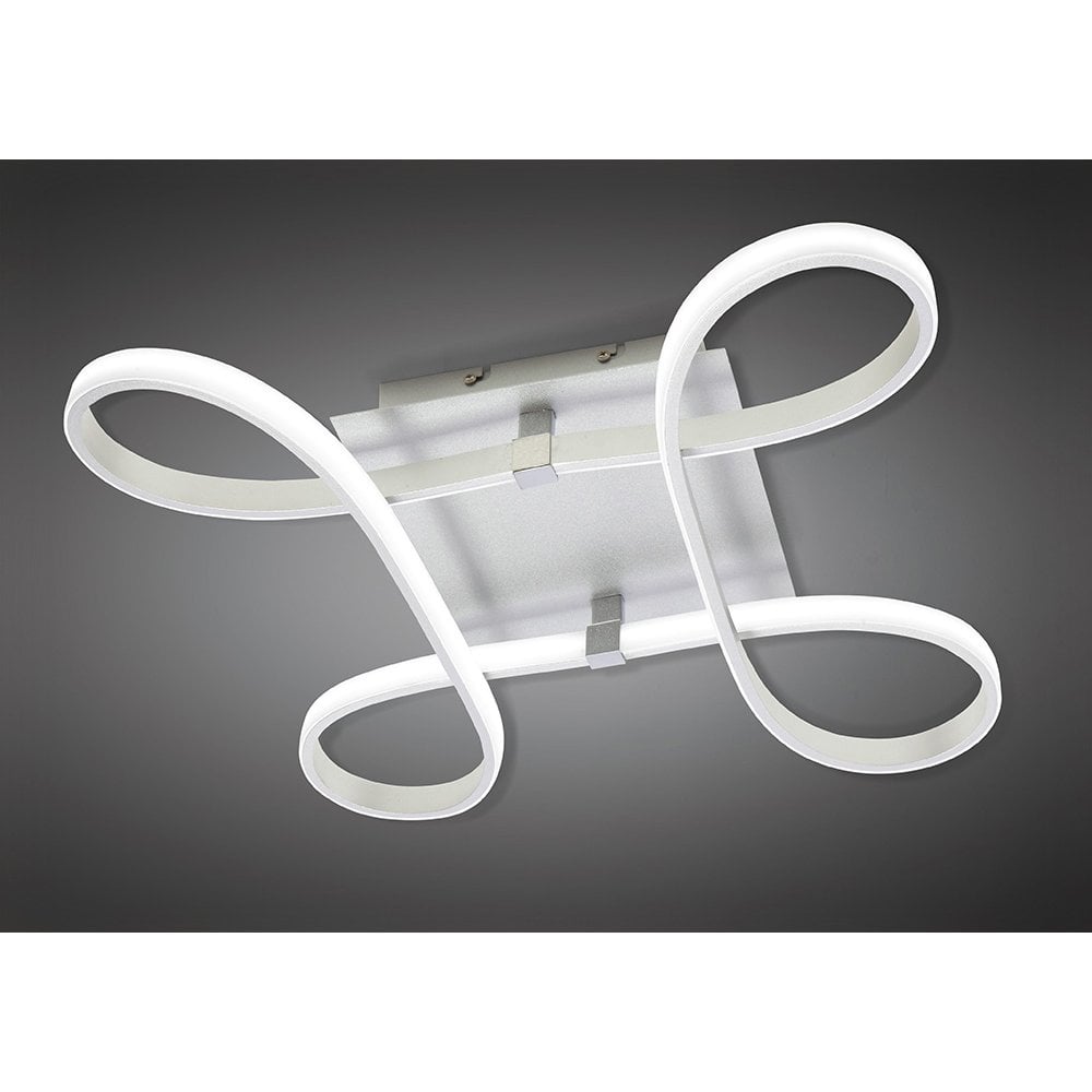 Knot Ceiling 40W LED Light with 4 Looped Arms, Silver and Chrome Finish, 3000K Warm White, 3100lm, 3-Year Warranty