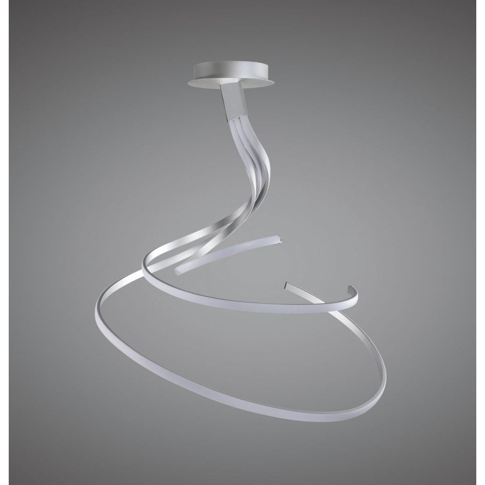 Nur XL Semi Ceiling Light: 80W LED, 6200lm, Sleek Silver & Frosted Chrome Design, 3-Year Warranty