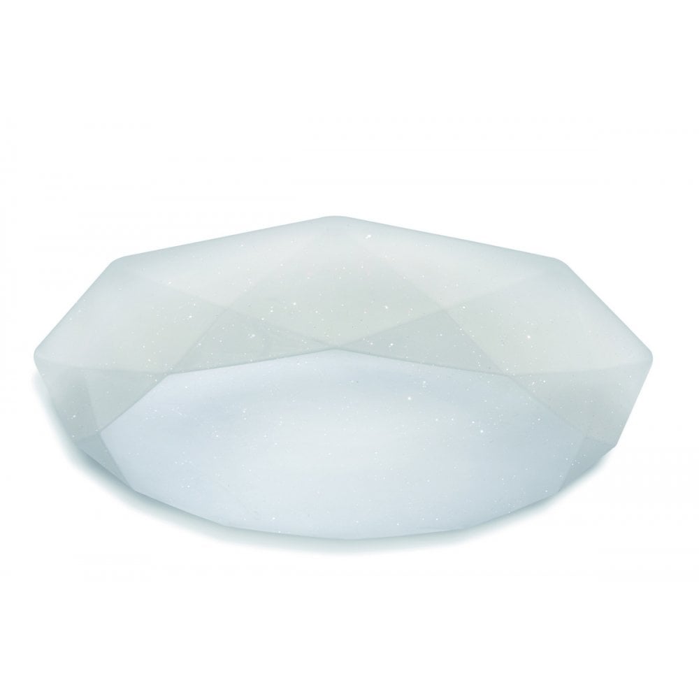 Diamante Geometric 30W LED Ceiling Light - Warm White, 520mm, White Acrylic, 3-Year Warranty