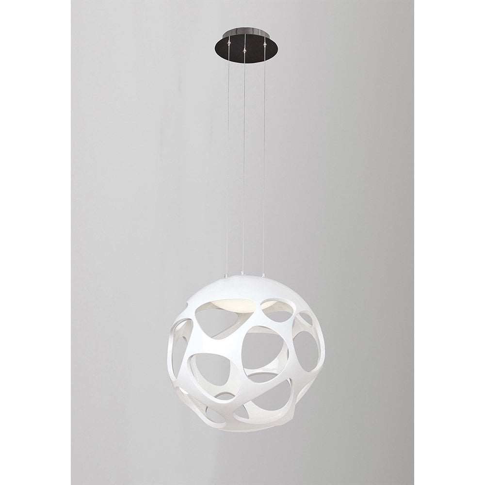 Organica 9-Light Pendant in Gloss White with Polished Chrome Detailing