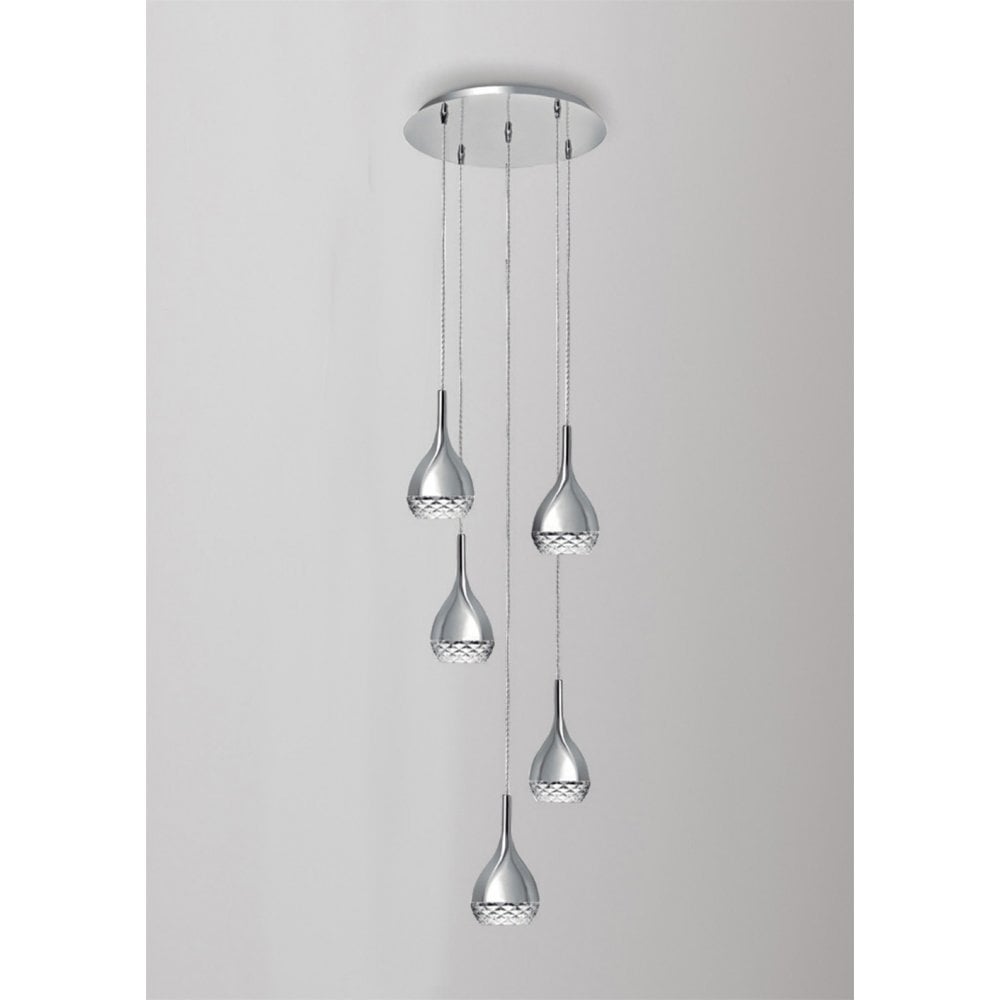 Khalifa Pendant Light: Elegant 5-Light Crystal & Chrome Design