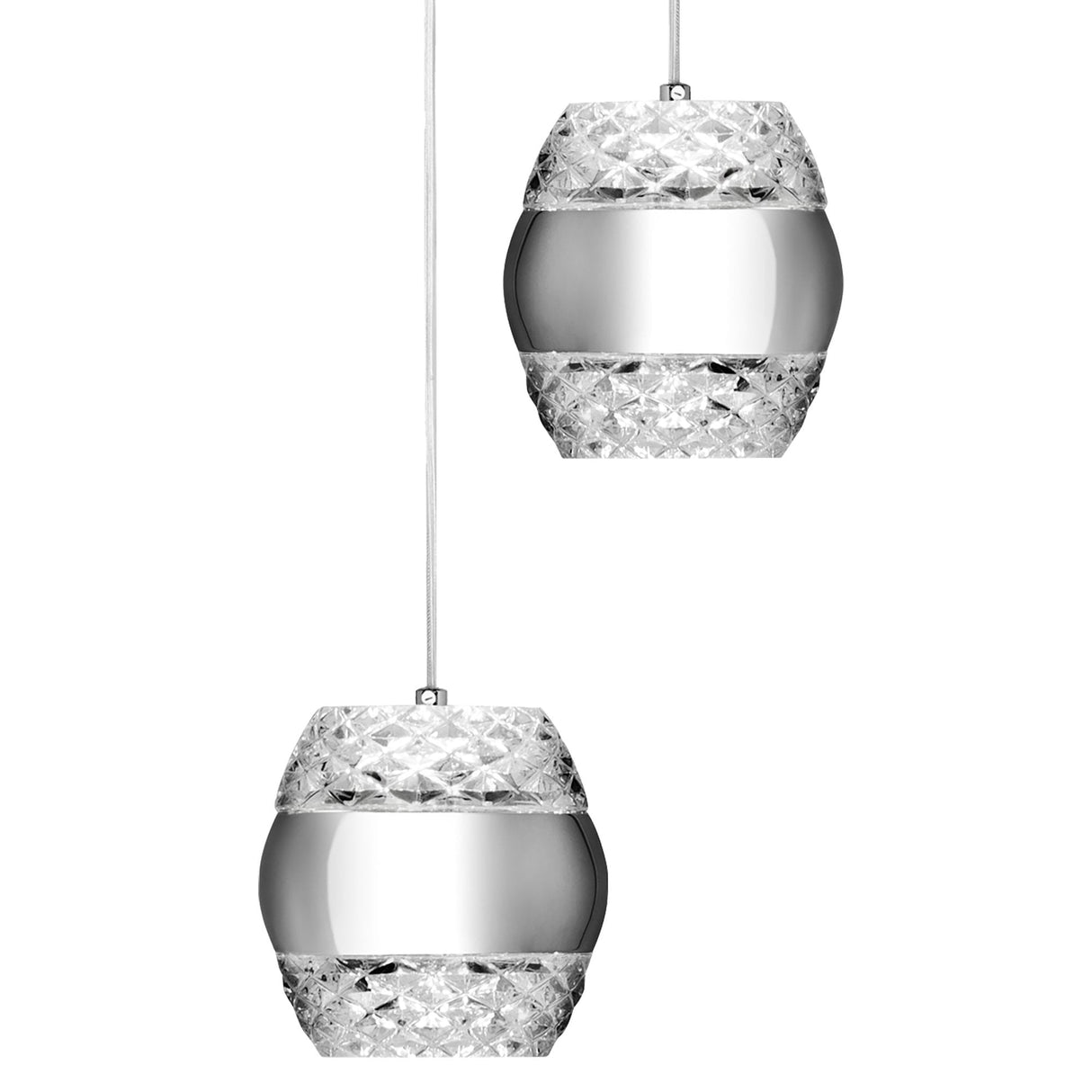 Khalifa Pendant Light - 10x6W LED, Polished Chrome & Glass, 3000K Warm White, 5400lm, 3-Year Warranty