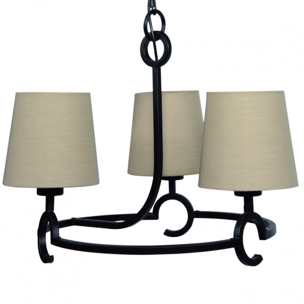 Argi Pendant Trio Light with Taupe Shades and Brown Oxide Finish
