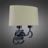 Argi Dual-Light Wall Lamp with Taupe Fabric Shade in Brown Oxide Finish