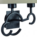Argi Dual-Light Wall Lamp with Taupe Fabric Shade in Brown Oxide Finish