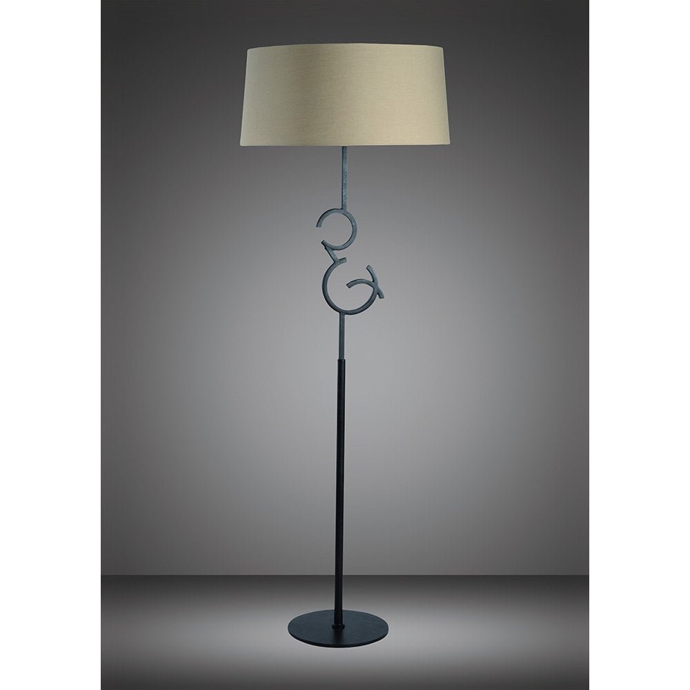 Argi Floor Lamp with 4 Lights and Taupe Fabric Shade in Brown Oxide Finish