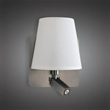 Bahia Wall Lamp with Satin Nickel Finish and Dual Light Functionality, E27 & LED Reading Light, 4000K, 3-Year Warranty