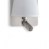 Bahia Wall Lamp with Satin Nickel Finish and Dual Light Functionality, E27 & LED Reading Light, 4000K, 3-Year Warranty