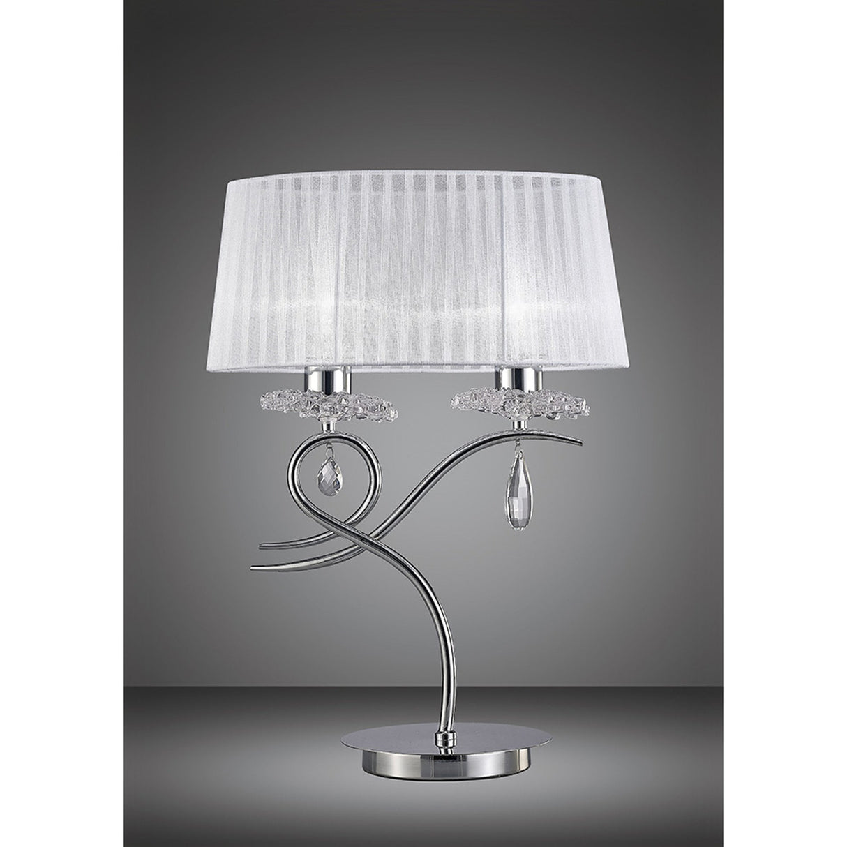 Louise Elegant Chrome and Crystal Table Lamp with White Shade
