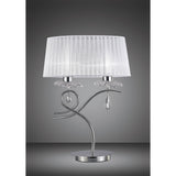 Louise Elegant Chrome and Crystal Table Lamp with White Shade