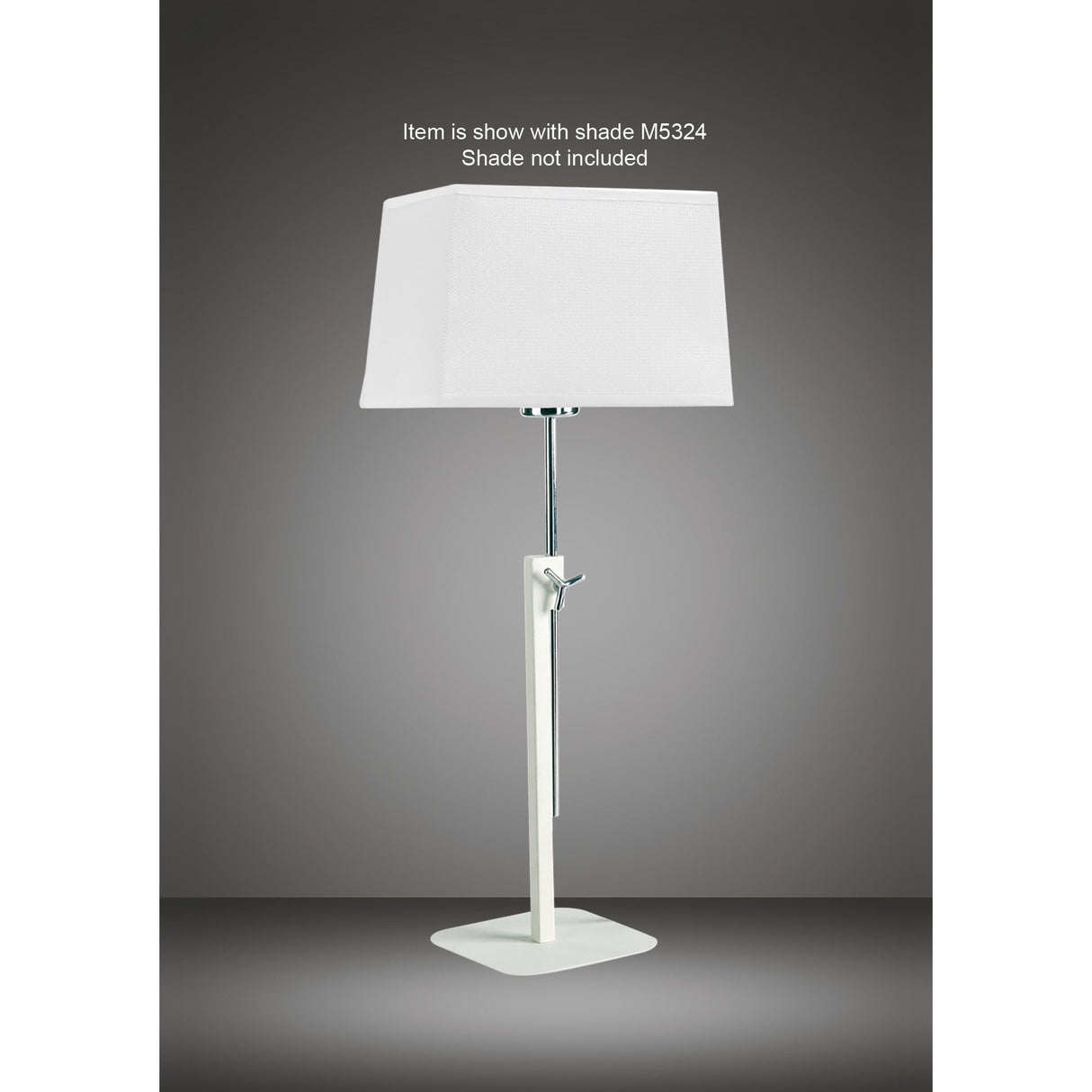 Habana Telescopic Table Lamp in Matt White and Polished Chrome, Adjustable Height, E27 Base