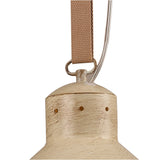 Retro Industrial Ceiling Pendant Light with Sand Metal Finish and Beige Fabric Strap, Adjustable Drop