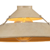 Retro Industrial Ceiling Pendant Light with Sand Metal Finish and Beige Fabric Strap, Adjustable Drop