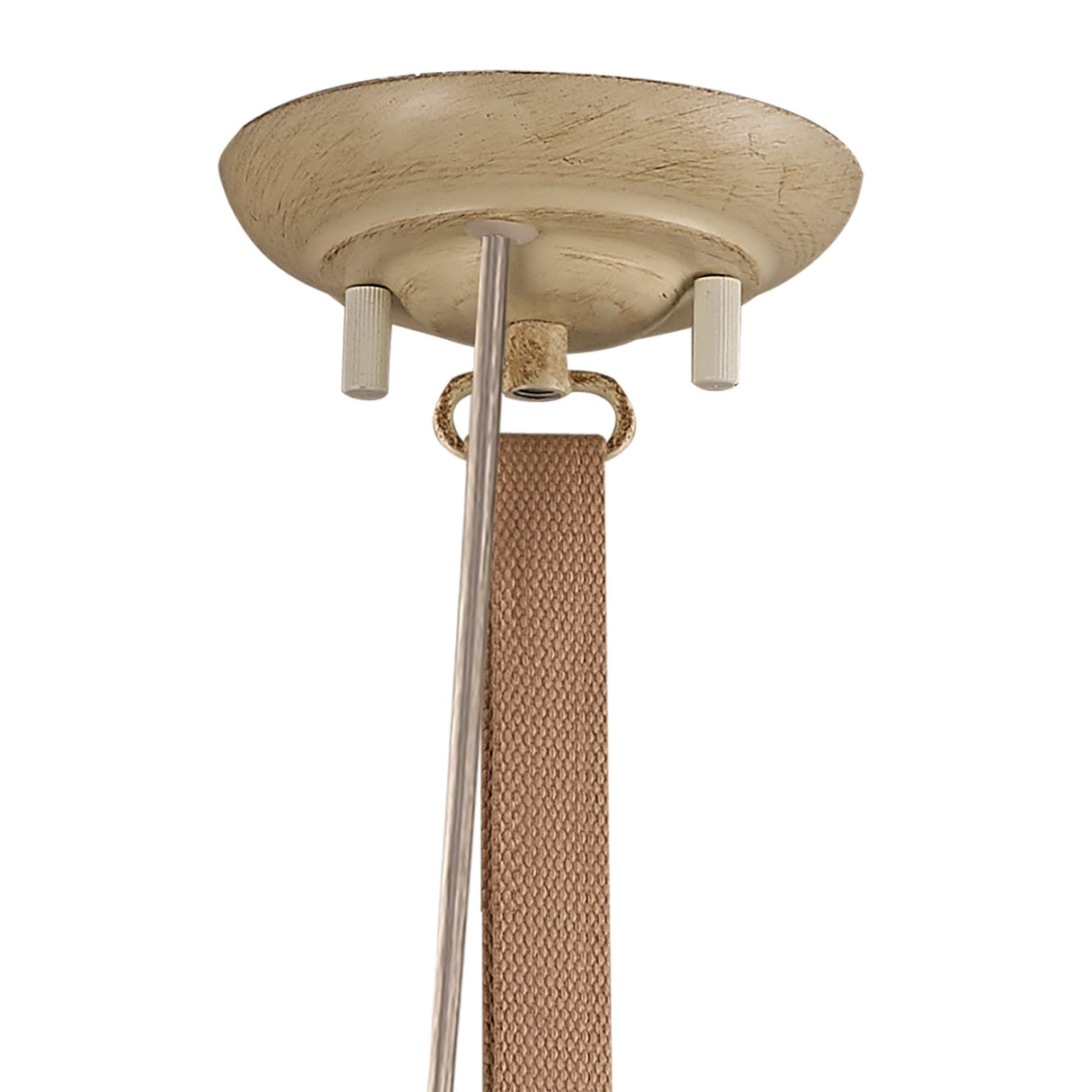 Retro Industrial Hanging Pendant Light with Sand Metal Finish and Adjustable Beige Straps