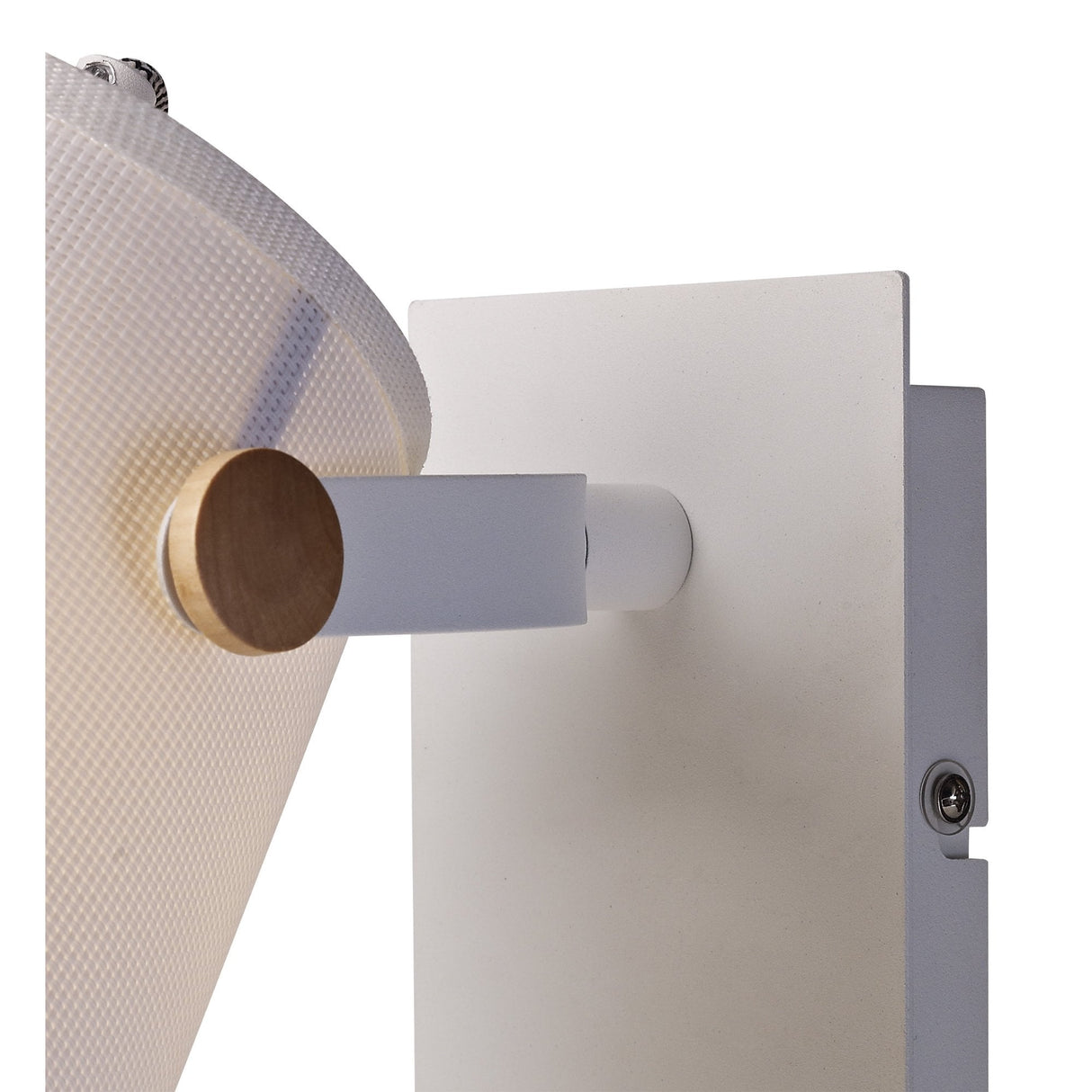Nordica II Adjustable Wall Light with USB Charger, White Metal and Beech with Ivory Shade