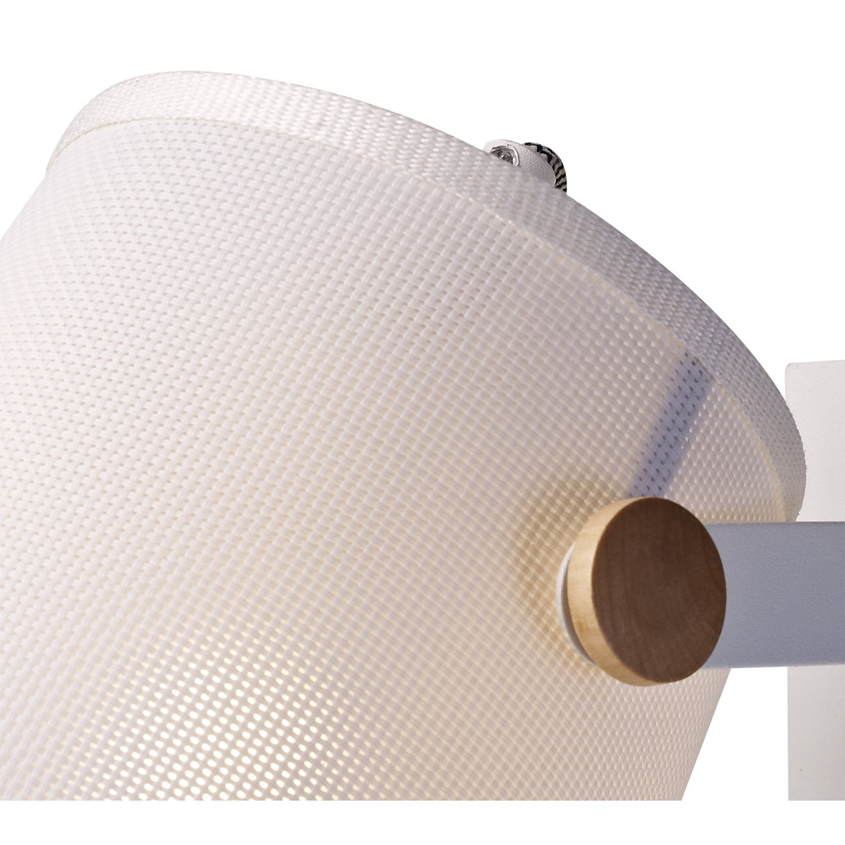 Nordica II Adjustable Wall Light with USB Charger, White Metal and Beech with Ivory Shade