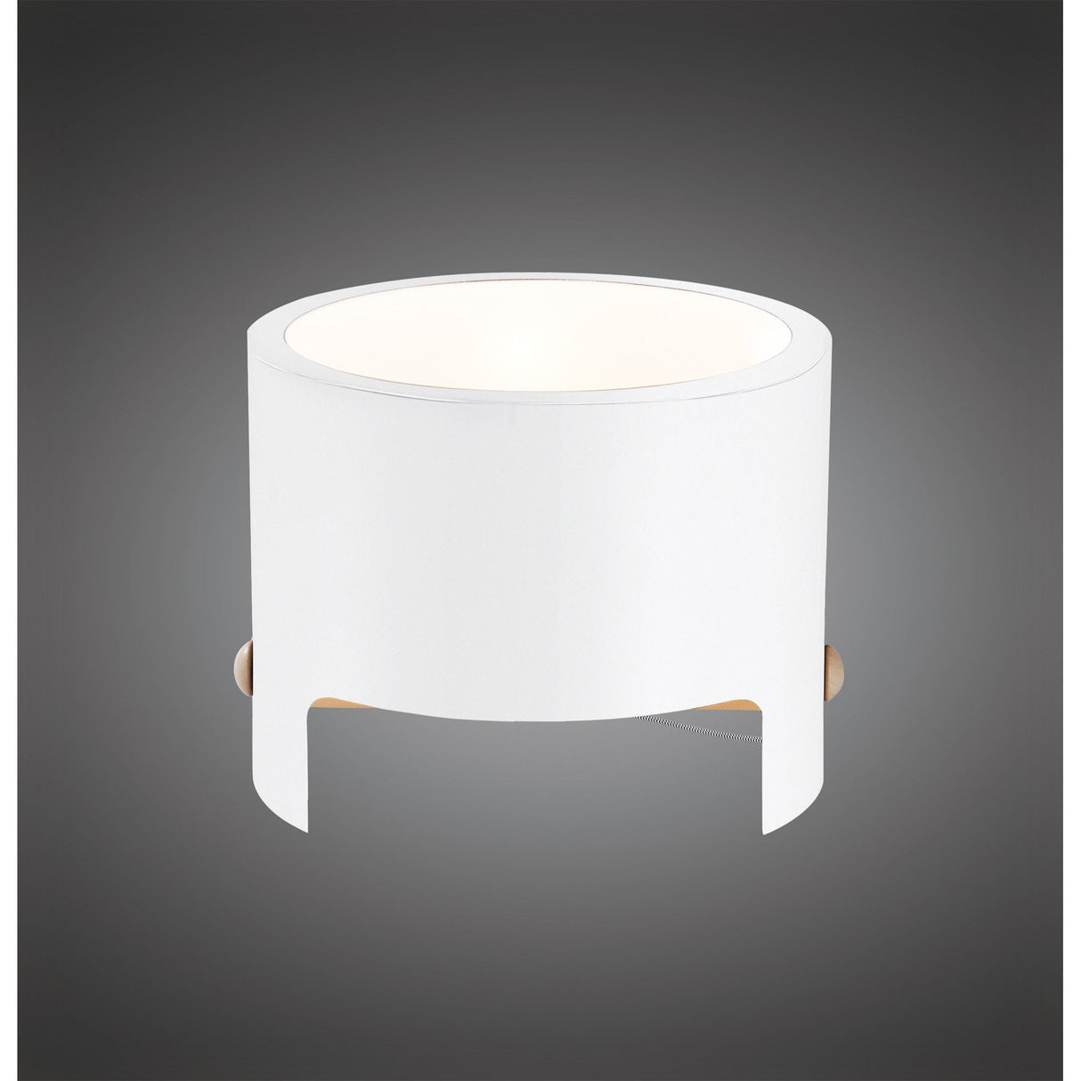 Wide Cube Table Lamp in White Metal and Wood - 1x40W