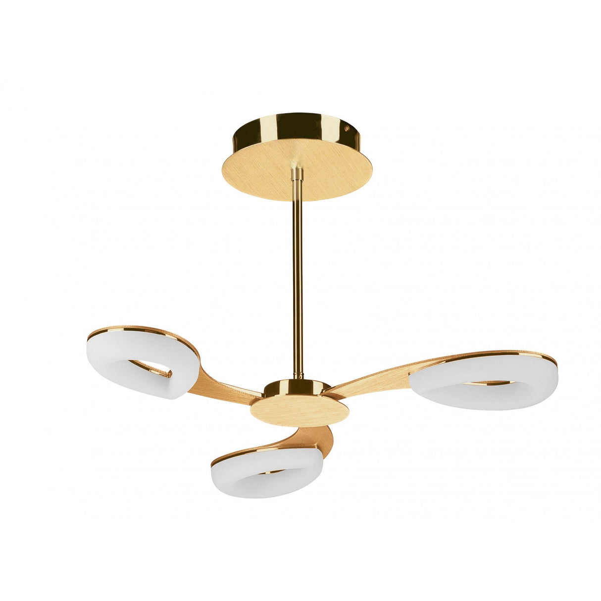 Juno Satin Gold LED Semi Flush Convertible Light with Frosted Teardrop Diffusers, 3-Light 15W 3000K, 1350lm, 3-Year Warranty