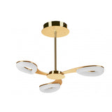 Juno Satin Gold LED Semi Flush Convertible Light with Frosted Teardrop Diffusers, 3-Light 15W 3000K, 1350lm, 3-Year Warranty