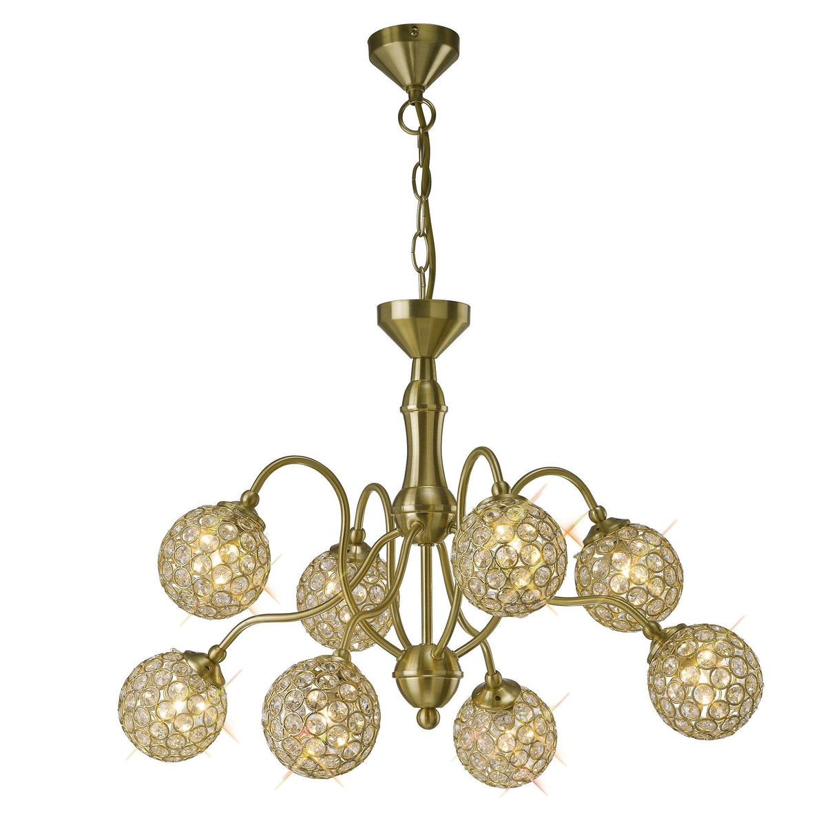 Apollo Crystal Elegance 8-Light Pendant in Satin Brass
