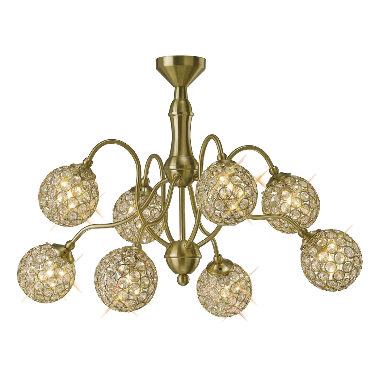 Apollo Crystal Elegance 8-Light Pendant in Satin Brass