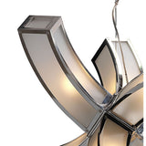 Duna E27 Pendant Light with 6 Arms in Polished Chrome and White Acrylic