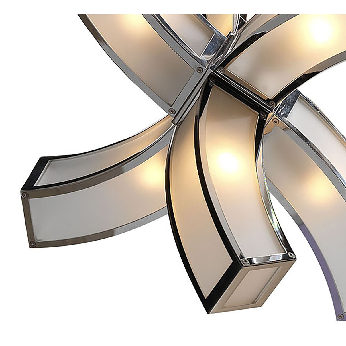 Duna E27 Pendant Light with 6 Arms in Polished Chrome and White Acrylic