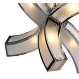 Duna E27 Pendant Light with 6 Arms in Polished Chrome and White Acrylic