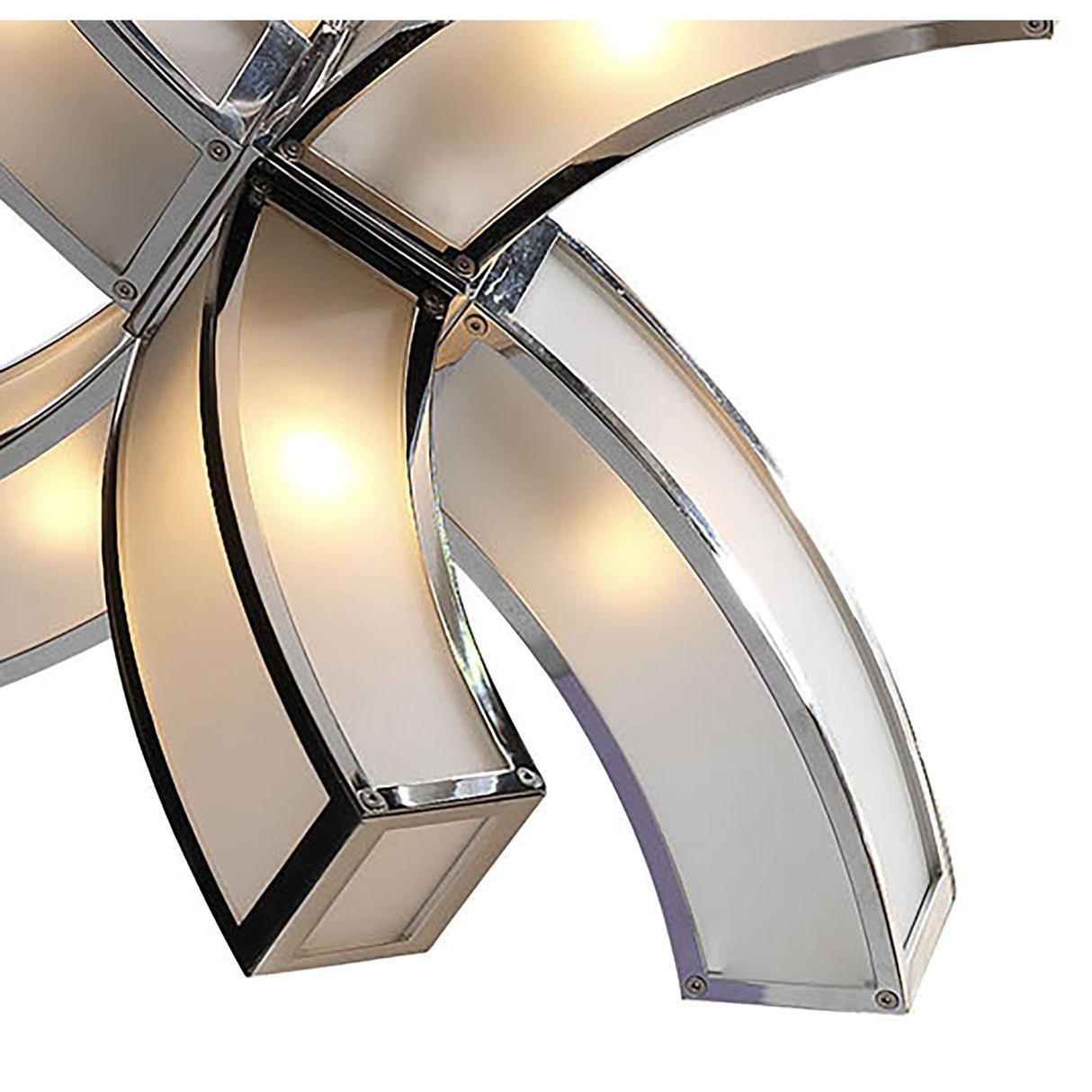 Duna E27 Pendant Light with 6 Arms in Polished Chrome and White Acrylic