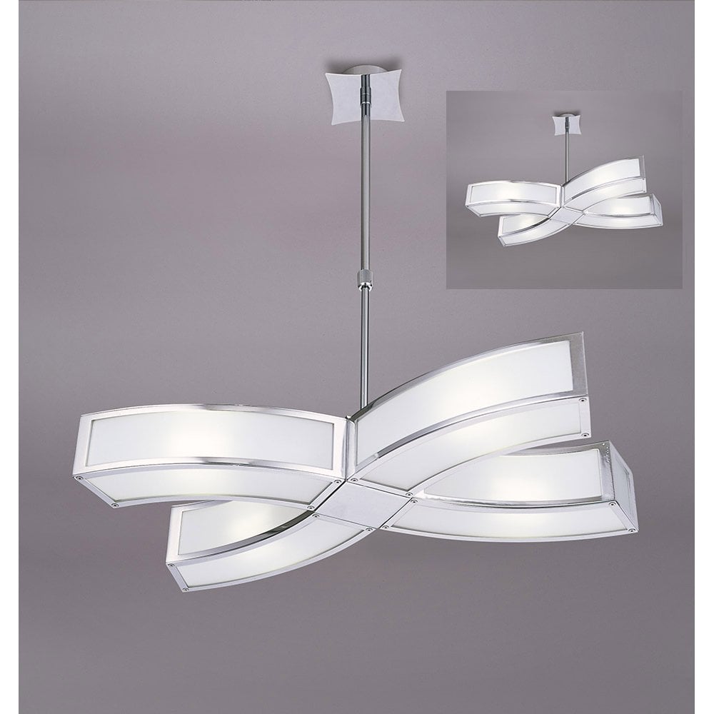 Duna E27 Pendant Lamp - Polished Chrome with White Acrylic, 4-Light Design