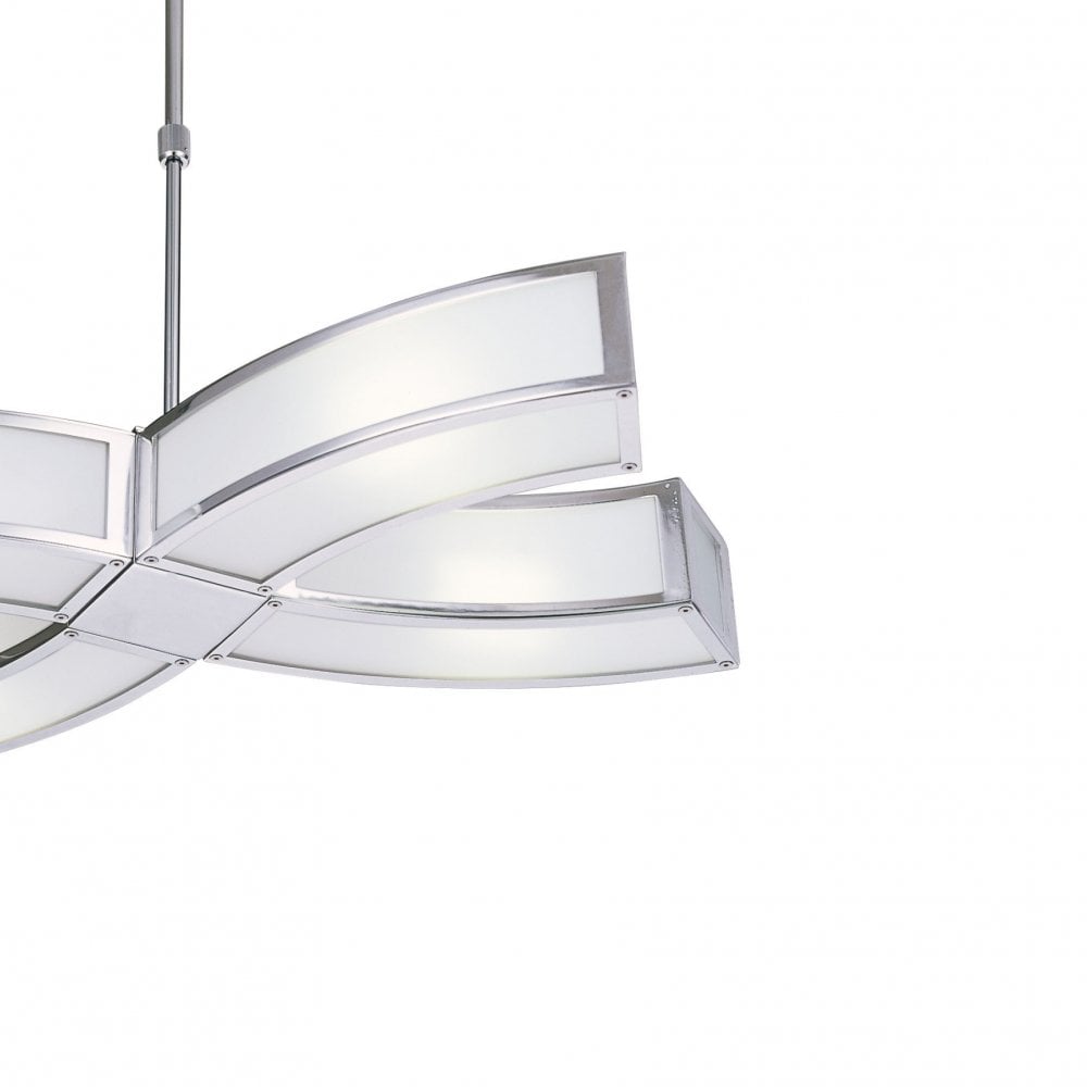 Duna E27 Pendant Lamp - Polished Chrome with White Acrylic, 4-Light Design