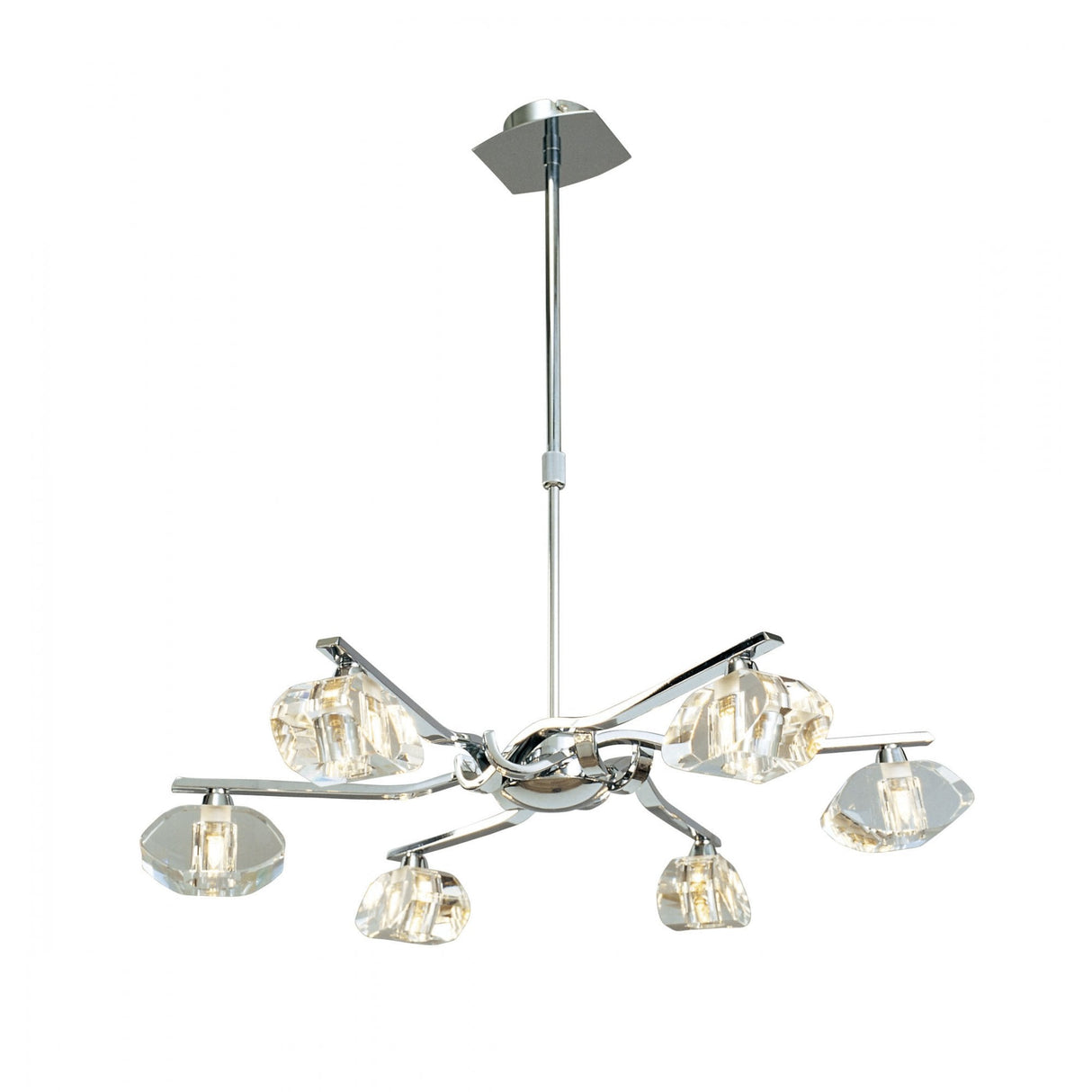 Alfa Telescopic Convertible 6-Light Fixture with Clear Crystal Accents in Polished Chrome