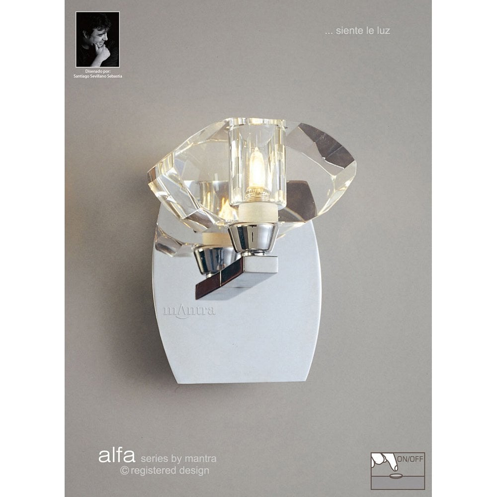Santiago Sebastia's Alfa Crystal Wall Lamp, Polished Chrome Finish, G9 Connection