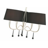 Paola 3-Arm Pendant Light with Black Shades and Glass Accents in Silver Finish