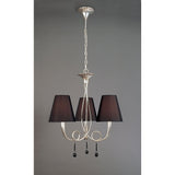 Paola Trio Pendant Light with Silver Finish, Black Shades & Removable Glass Droplets