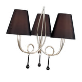 Paola Trio Pendant Light with Silver Finish, Black Shades & Removable Glass Droplets