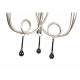 Paola Trio Pendant Light with Silver Finish, Black Shades & Removable Glass Droplets